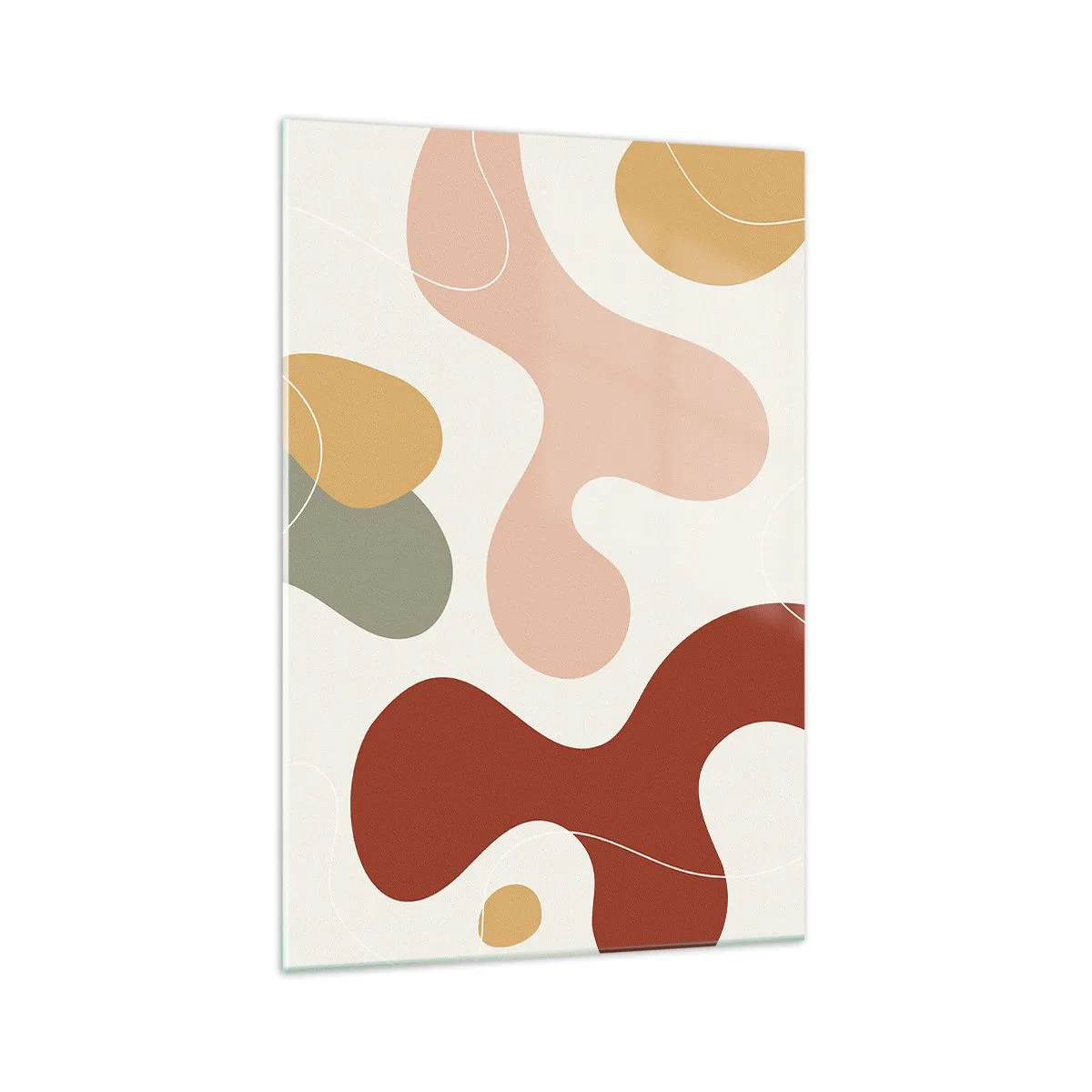 Cuadro sobre vidrio - Impresiones sobre Vidrio - Una composición abstracta en tonos pastel con formas dinámicas. - 70x100cm - La esencia de la pintura - Decoración de pared moderna para salón y dormitorio ARTTOR