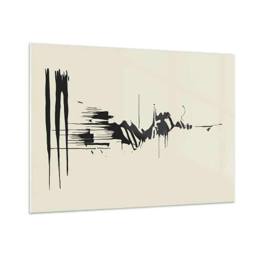 Cuadro sobre vidrio - Impresiones sobre Vidrio - Líneas y manchas negras dinámicas sobre un fondo claro en un estilo abstracto. - 100x70cm - Abstracción apresurada - Decoración de pared moderna para salón y dormitorio ARTTOR