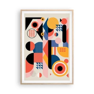 Póster en marco roble claro - Composición: juegos - 70x100 cm