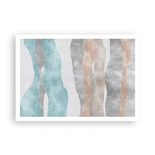 Póster - Rayas abstractas en tonos pastel - 100x70cm - Un estudio de la cercanía - Decoración de pared moderna para salón y dormitorio ARTTOR