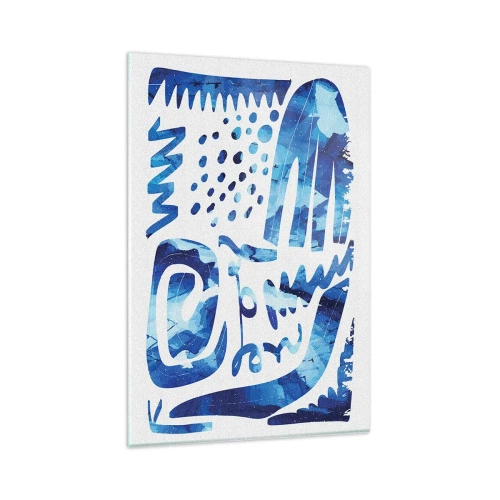 Cuadro sobre vidrio - Impresiones sobre Vidrio - Patrón abstracto en tonos azules - 80x120cm - Vuelta a las raíces - Decoración de pared moderna para salón y dormitorio ARTTOR