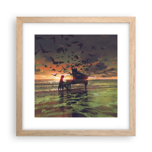 Póster en marco roble claro - Concierto de piano y olas - 30x30 cm
