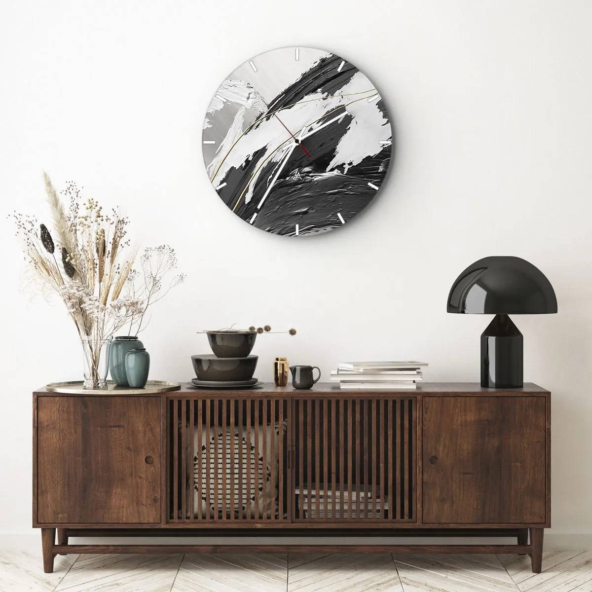 Reloj de pared - Reloj de vidrio - Abstracción con estilo - 30x30 cm