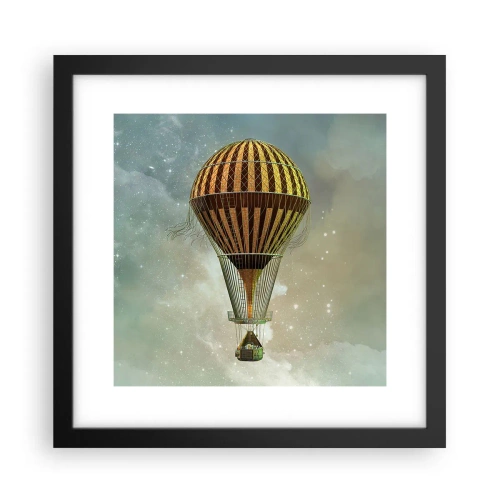 Póster en marco negro - Vuelos pioneros - 30x30 cm