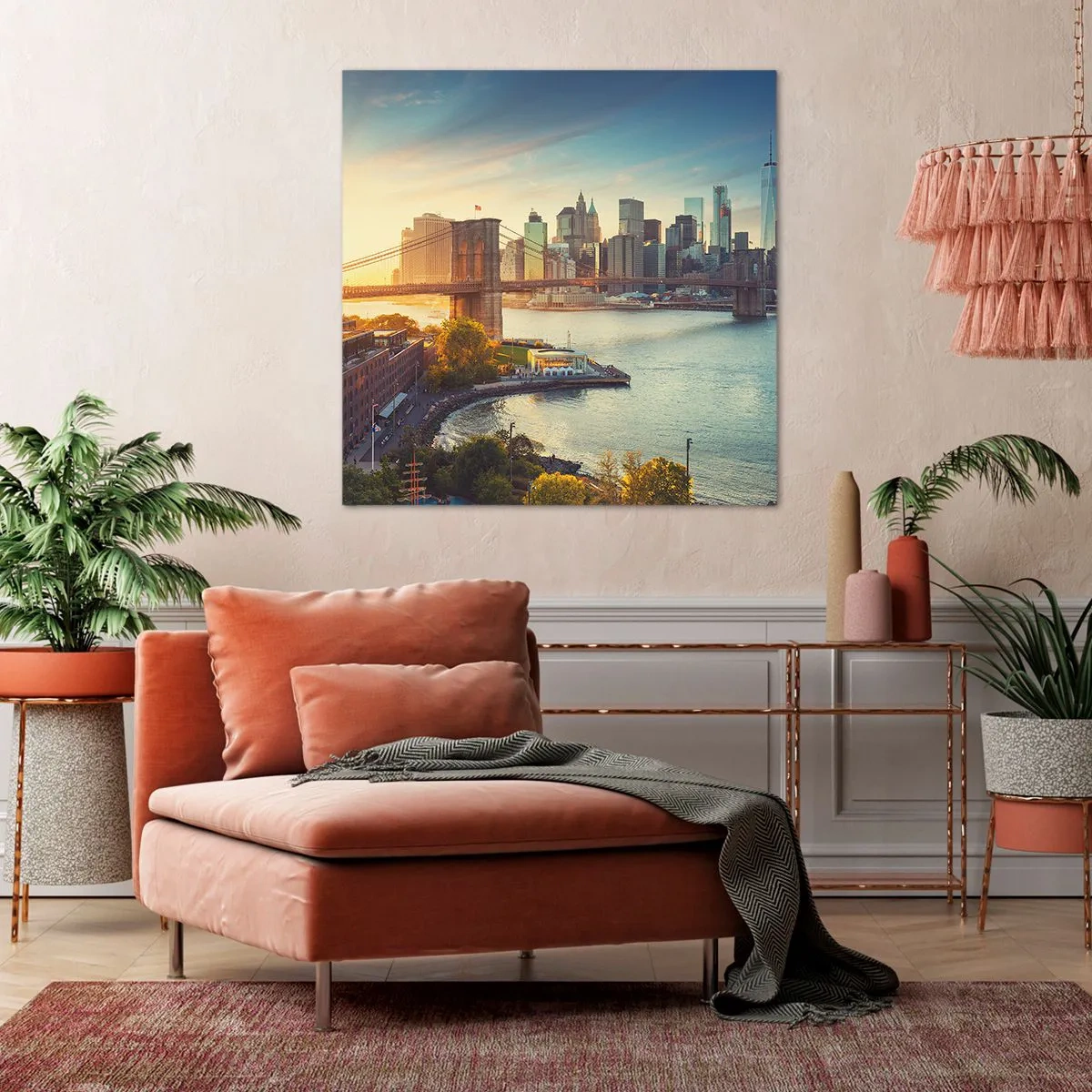 Cuadro sobre lienzo - Impresión de Imagen - El amanecer de la gran ciudad - 30x30 cm