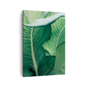 Cuadro sobre lienzo - Impresión de Imagen - Hojas verdes con detalles expresivos y estructura. - 50x70cm - Vida intensamente verde - Decoración de pared moderna para salón y dormitorio ARTTOR