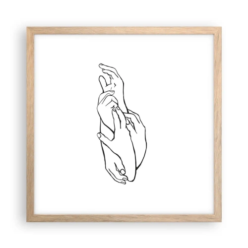 Póster en marco roble claro - El tacto - 40x40 cm