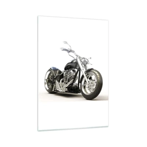 Cuadro sobre vidrio - Impresiones sobre Vidrio - Elegante motocicleta negra sobre fondo blanco. - 70x100cm - Una fuerza con carácter - Decoración de pared moderna para salón y dormitorio ARTTOR