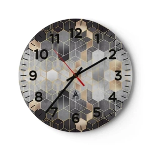 Reloj de pared - Reloj de vidrio - Composición de diamantes - 30x30 cm