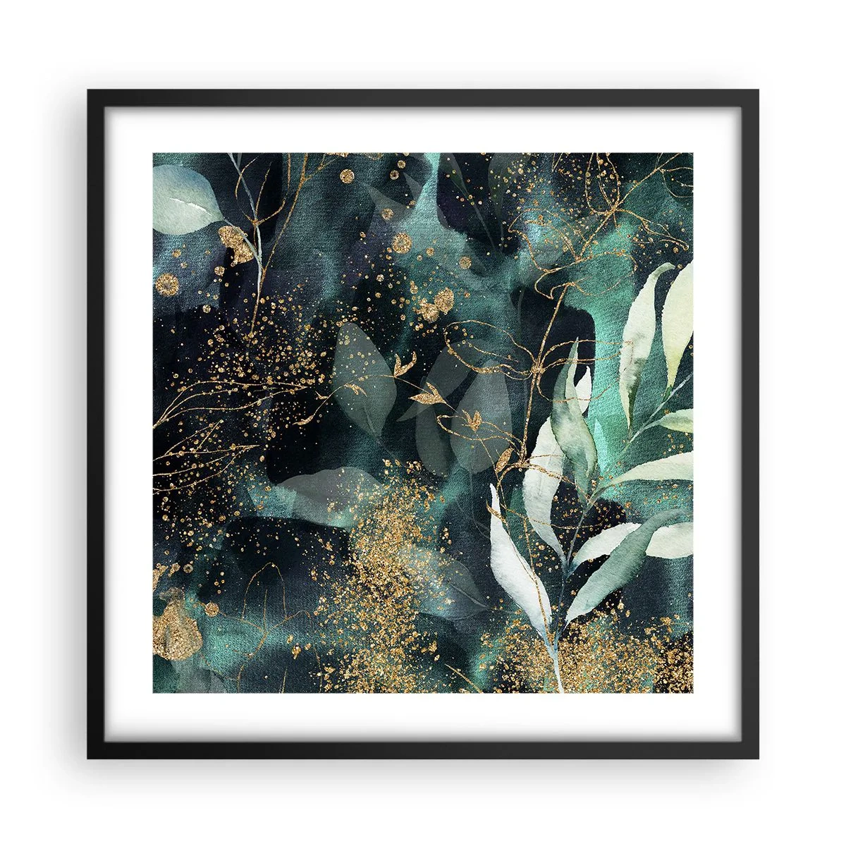 Póster en marco negro - Jardín encantado - 50x50 cm