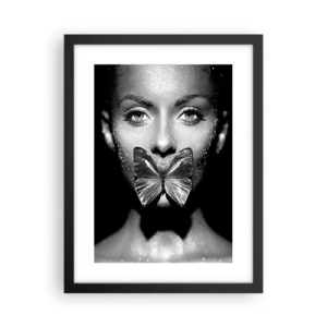 Póster en marco negro - Beso de mariposa - 30x40 cm