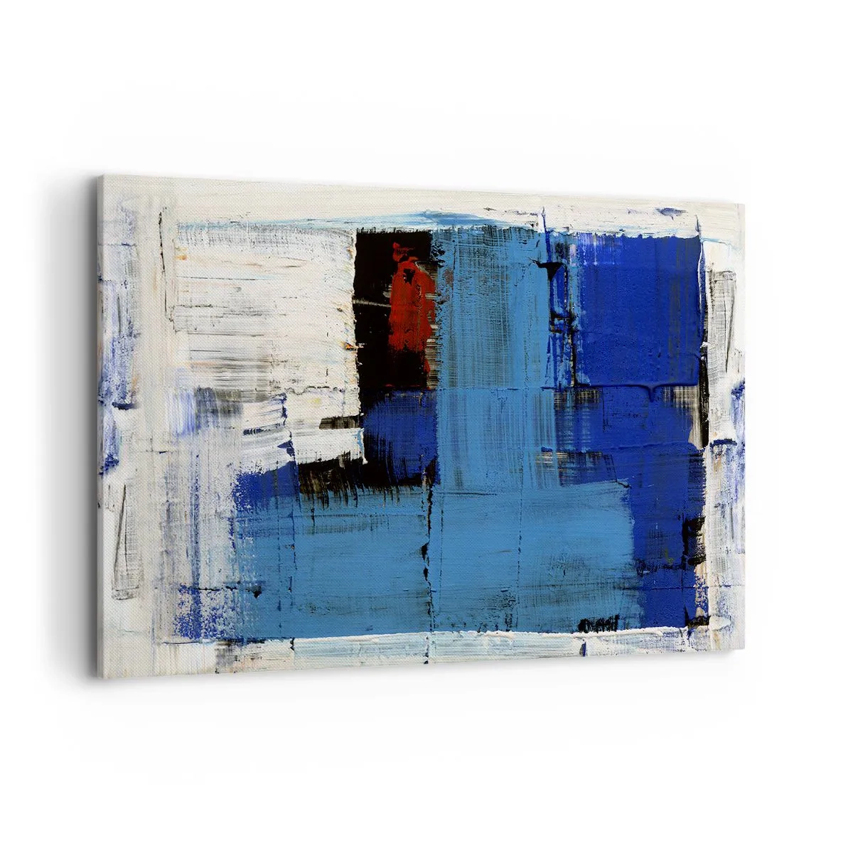 Cuadro sobre lienzo - Impresión de Imagen - Composición abstracta en tonos azules y blancos. - 120x80cm - El secreto del azul - Decoración de pared moderna para salón y dormitorio ARTTOR