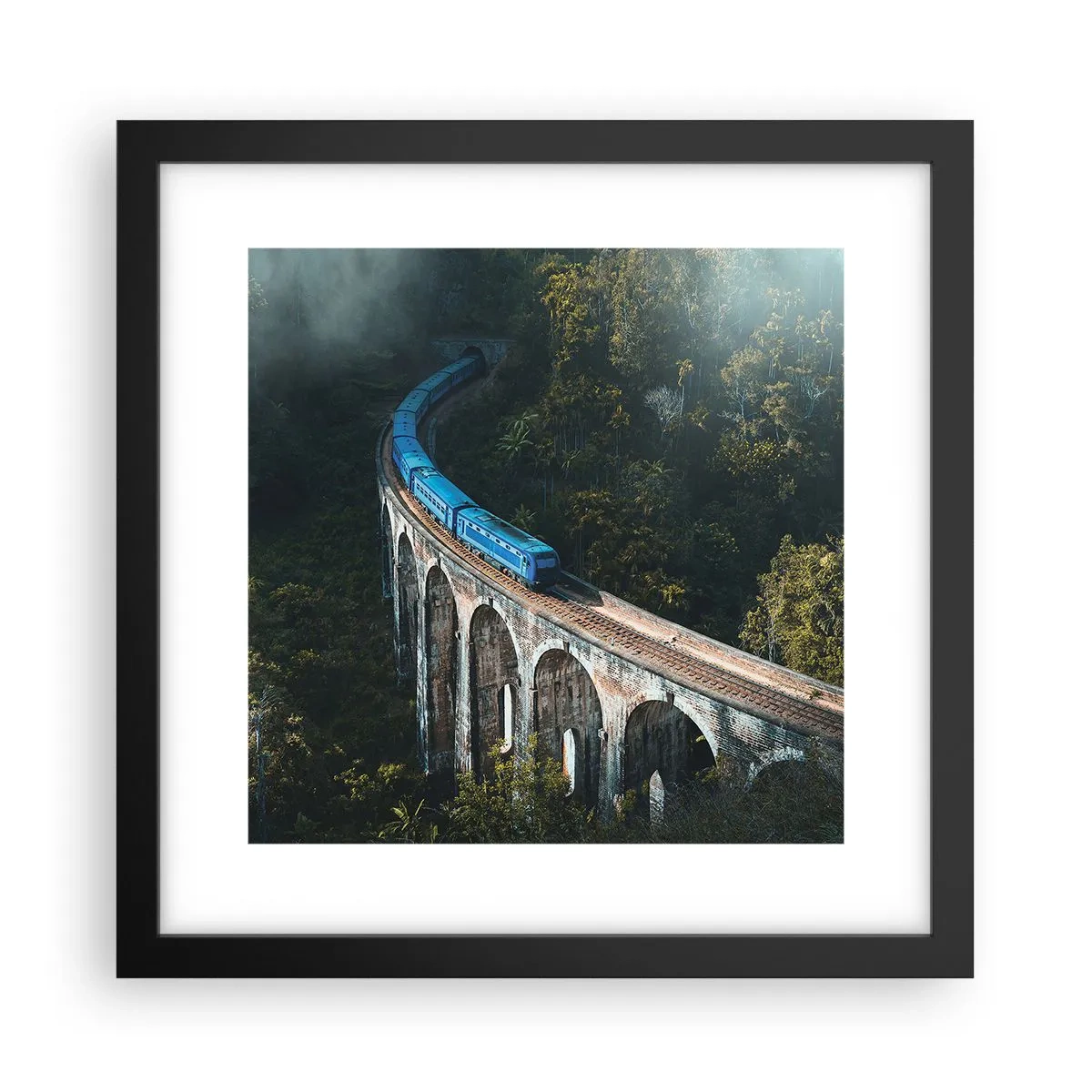 Póster en marco negro - Vías sobre la naturaleza - 30x30 cm