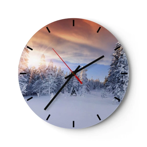 Reloj de pared - Reloj de vidrio - Un espectáculo de naturaleza nevada - 40x40 cm