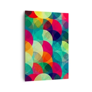 Cuadro sobre lienzo - Impresión de Imagen - Patrones geométricos coloridos compuestos de círculos y semicírculos. - 70x100cm - Ascensión circular - Decoración de pared moderna para salón y dormitorio ARTTOR
