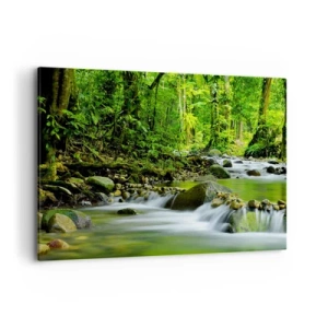 Cuadro sobre lienzo - Impresión de Imagen - Un arroyo en un exuberante bosque tropical. - 100x70cm - Flotar en un mar de verde - Decoración de pared moderna para salón y dormitorio ARTTOR