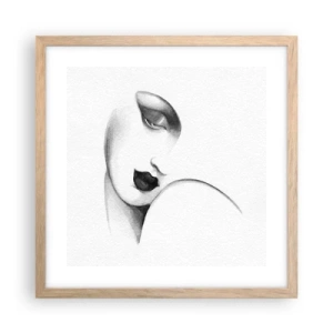 Póster en marco roble claro - Pensativa - 40x40 cm