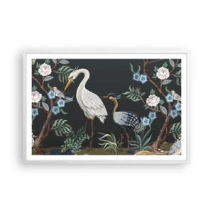 Póster en marco blanco - Desfile de aves - 91x61 cm