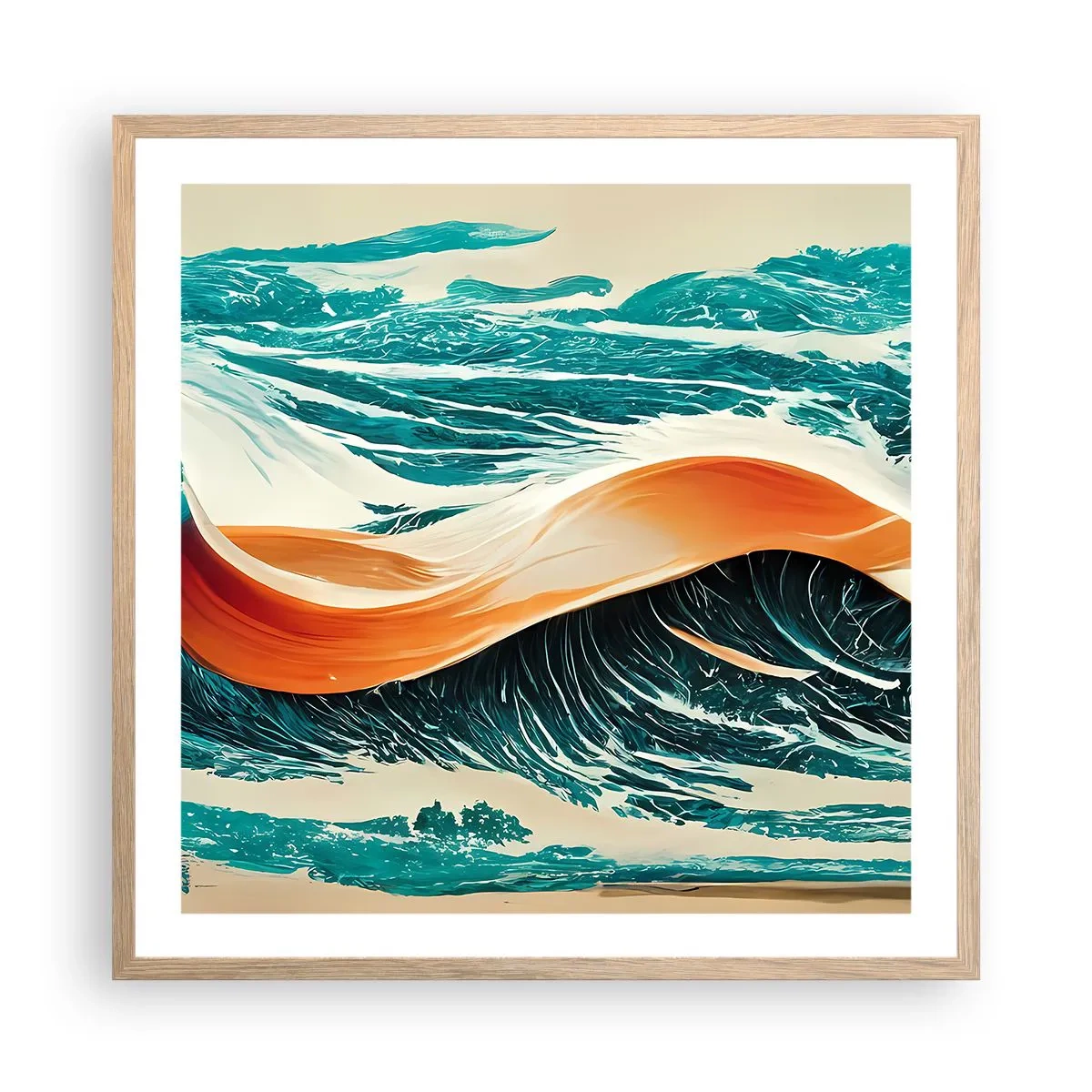 Póster en marco roble claro - El sueño de un surfista - 60x60 cm