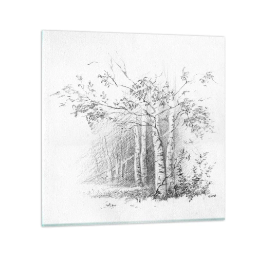 Cuadro sobre vidrio - Impresiones sobre Vidrio - La luz de un bosque de abedules - 30x30 cm