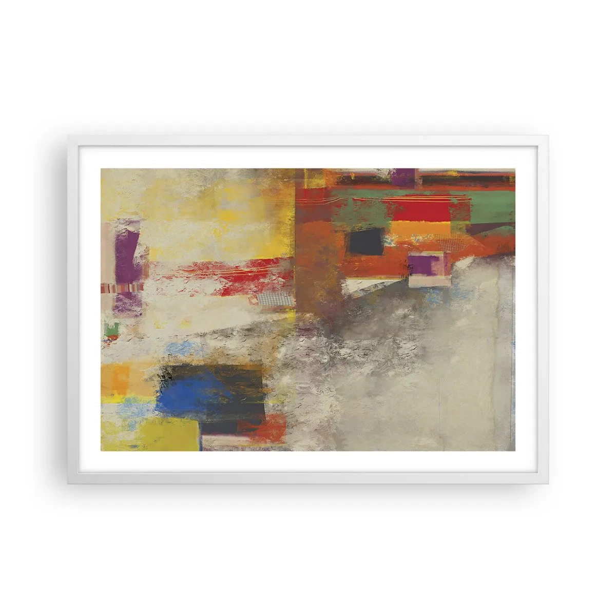 Póster en marco blanco - Geometría de color - 70x50 cm