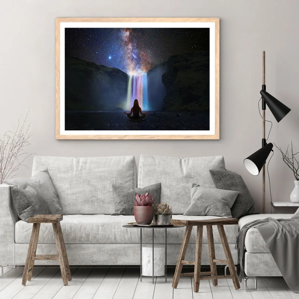 Póster en marco roble claro - Armonía absoluta - 91x61 cm