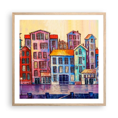 Póster en marco roble claro - Una ciudad como un cuento de hadas - 60x60 cm
