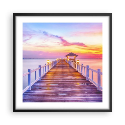 Póster en marco negro - El silencio lila-dorado de la tarde - 50x50 cm