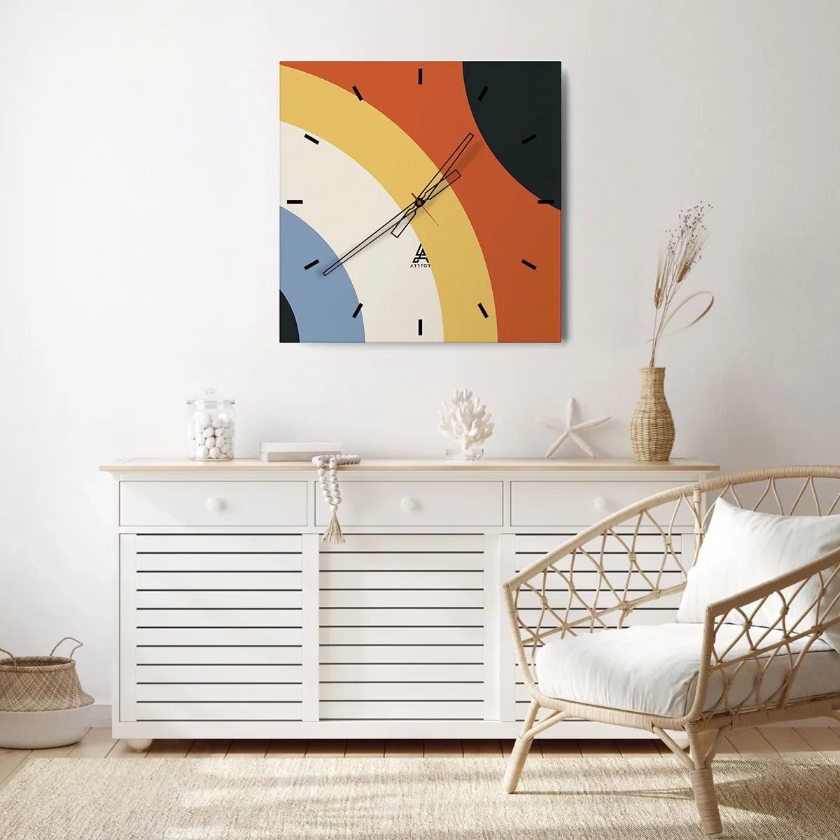 Reloj de pared - Reloj de vidrio - Círculo sobre círculo - 40x40 cm