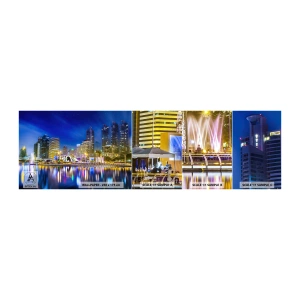 Muestra De Fotomural Standard Eco - La noche del arco iris de la metrópoli - Ciudad, Bangkok, Arquitectura - 100x30 cm