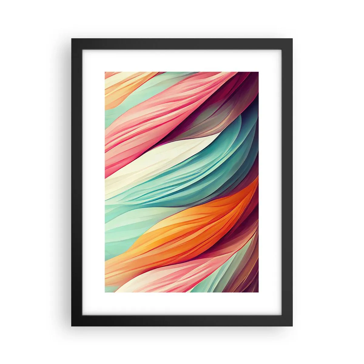 Póster en marco negro - Tejido arco iris - 30x40 cm