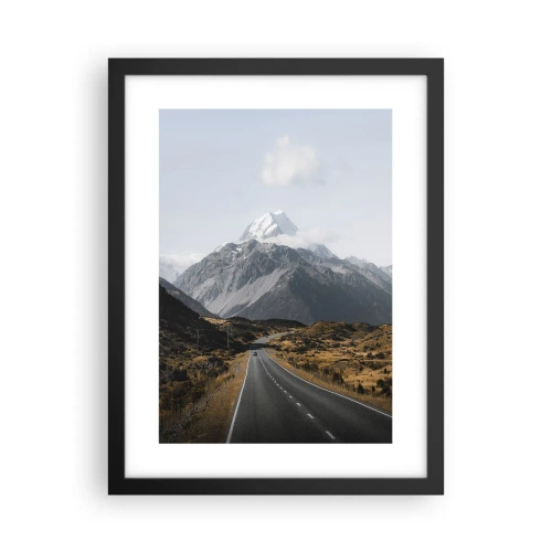 Póster en marco negro - El camino al corazón de las montañas - 30x40 cm