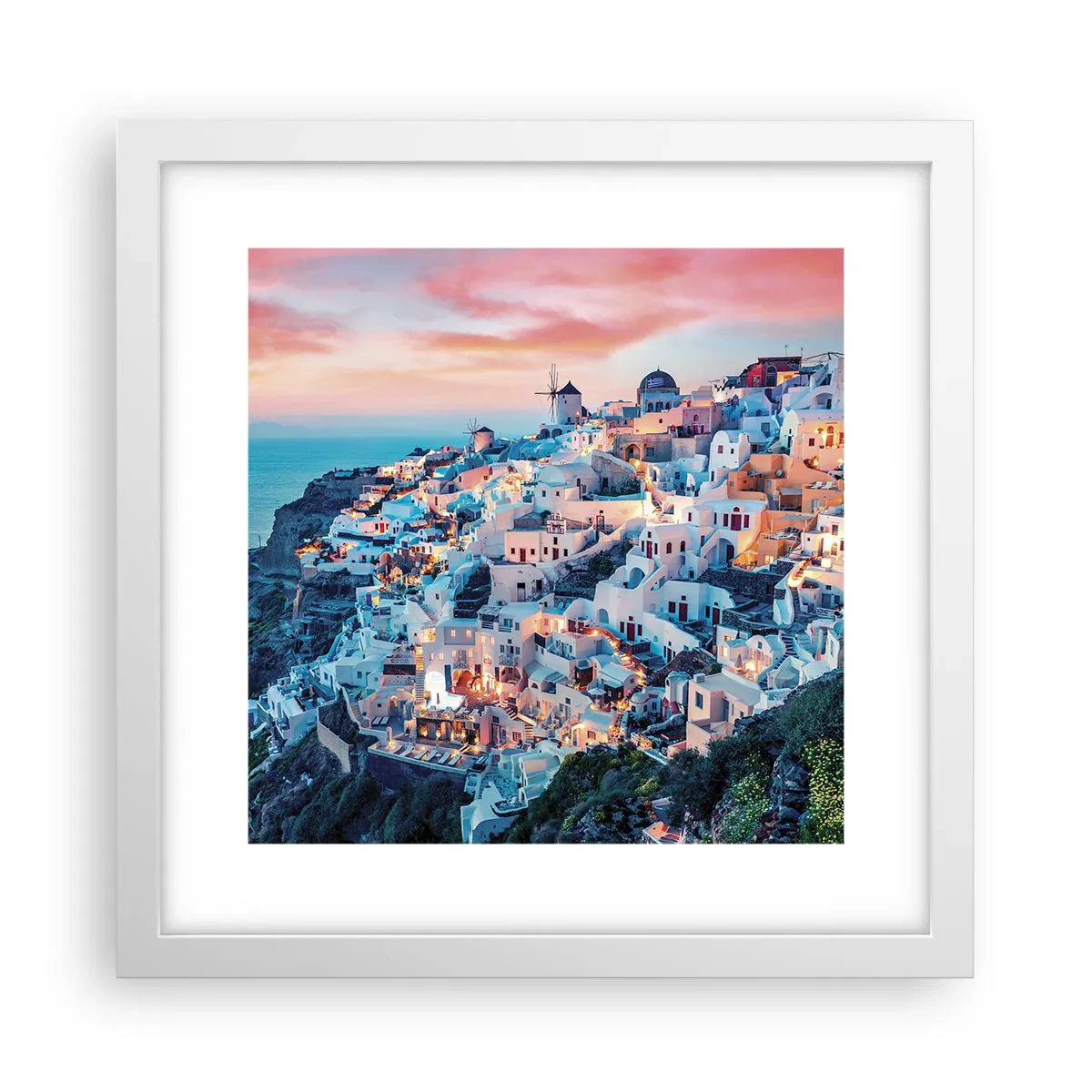 Póster en marco blanco - Vacaciones en Grecia - 30x30 cm