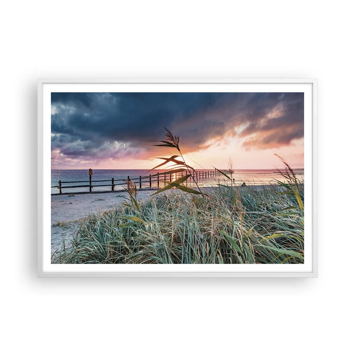 Póster en marco blanco - Bailando con el viento - 100x70 cm