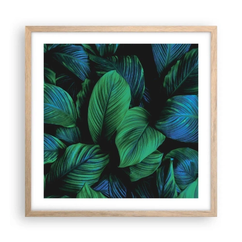 Póster en marco roble claro - En la multitud verde - 50x50 cm