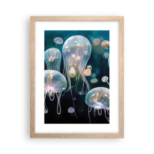 Póster en marco roble claro - Globos submarinos - 30x40 cm