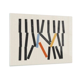 Cuadro sobre vidrio - Impresiones sobre Vidrio - Una composición gráfica estilizada como dominó con acentos de color. - 70x50cm - Dominó - composición - Decoración de pared moderna para salón y dormitorio ARTTOR
