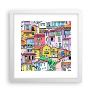 Póster en marco blanco - Ciudad alegre - 30x30 cm