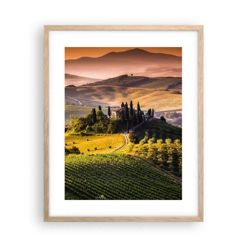 Póster en marco roble claro - Paisaje toscano - 40x50 cm