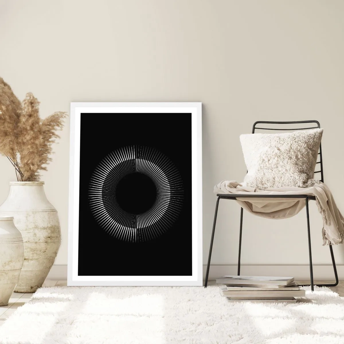 Póster en marco blanco - Sol negro - 30x40 cm