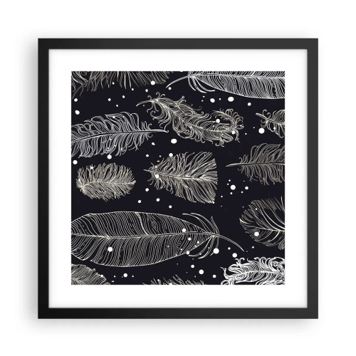 Póster en marco negro - Encaje de plumas - 40x40 cm