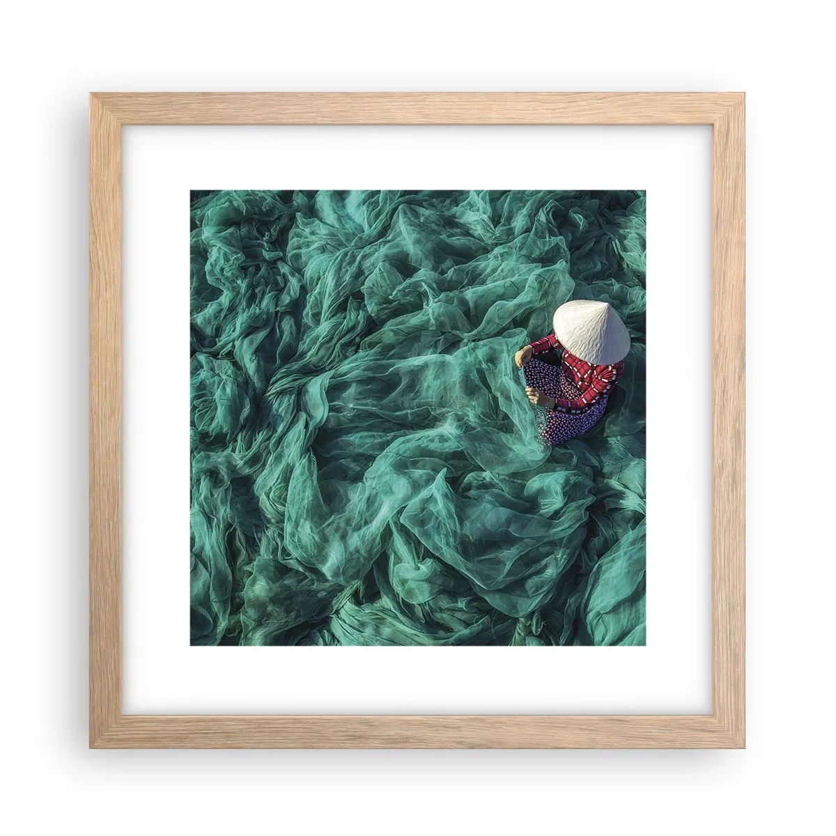 Póster en marco roble claro - En un mar de redes - 30x30 cm