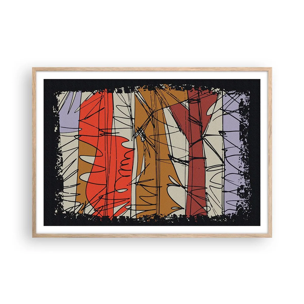 Póster en marco roble claro - Composición espontánea - 100x70 cm