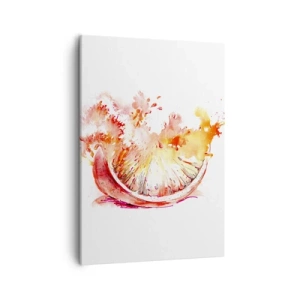Cuadro sobre lienzo - Impresión de Imagen - Una rodaja de pomelo de acuarela en colores vibrantes. - 50x70cm - Jugoso refresco - Decoración de pared moderna para salón y dormitorio ARTTOR