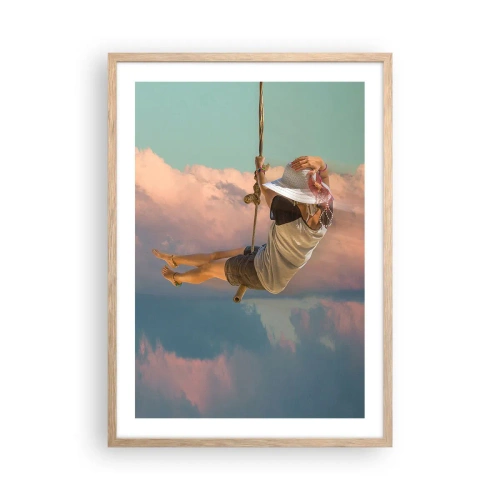 Póster en marco roble claro - Jugando en las nubes - 50x70 cm