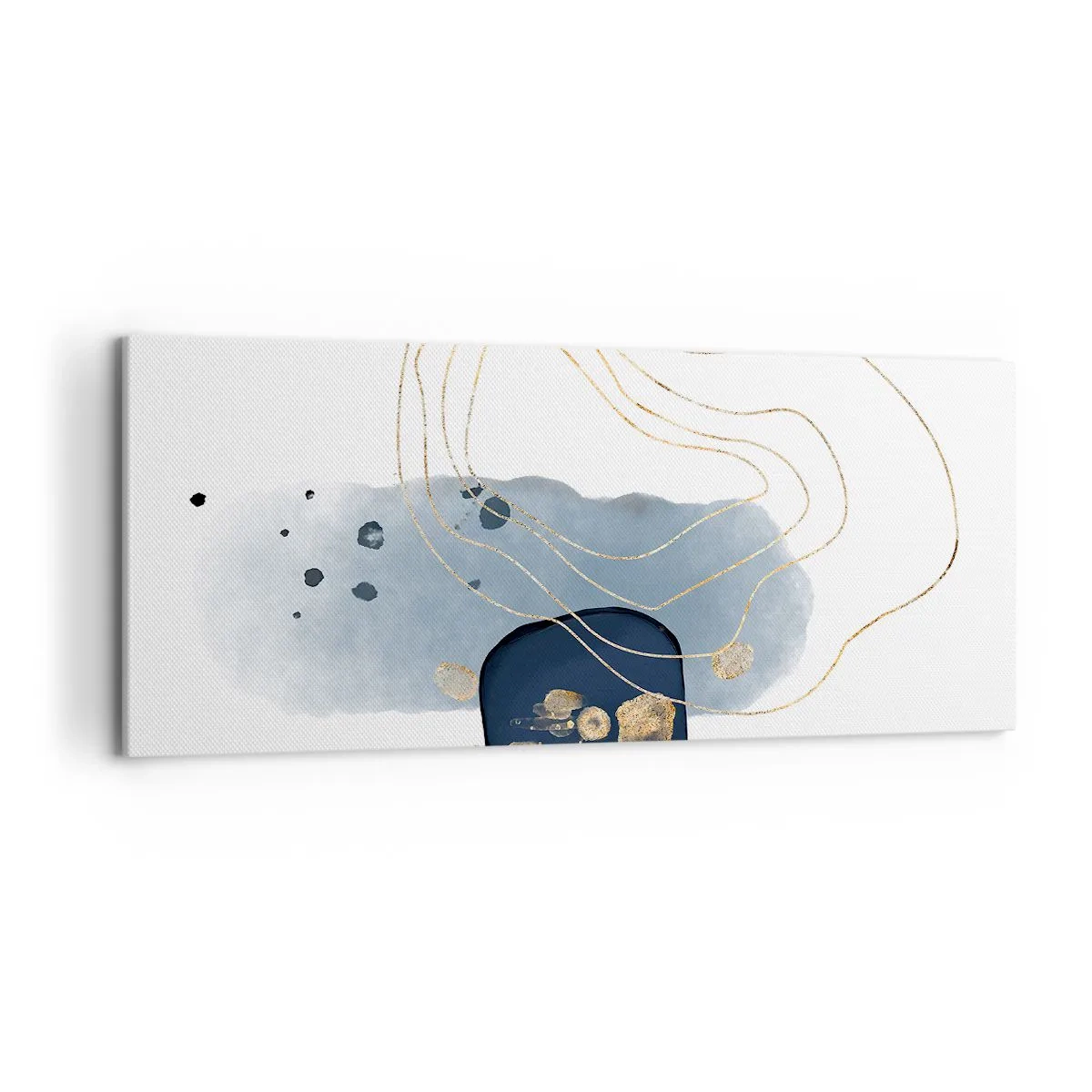 Cuadro sobre lienzo - Impresión de Imagen - Abstracción en tonos azules y dorados. - 120x50cm - Fantasía azul y oro - Decoración de pared moderna para salón y dormitorio ARTTOR