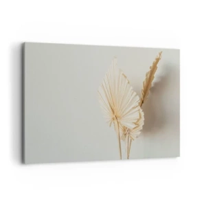 Cuadro sobre lienzo - Impresión de Imagen - Hojas de palma secas en un arreglo minimalista. - 100x70cm - Armonía y consuelo - Decoración de pared moderna para salón y dormitorio ARTTOR