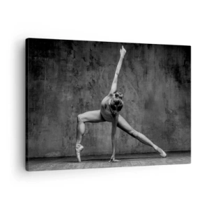 Cuadro sobre lienzo - Impresión de Imagen - Una bailarina en pose artística frente a una pared sin rematar - 70x50cm - Equilibrio perfecto - Decoración de pared moderna para salón y dormitorio ARTTOR