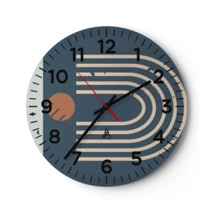 Reloj de pared - Reloj de vidrio - Geometría sobre azul marino - 30x30 cm