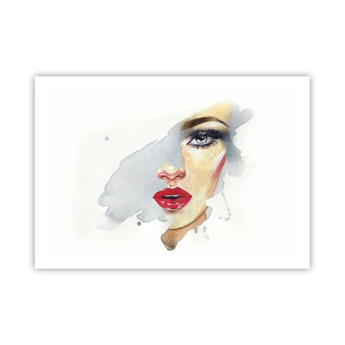Póster - Un retrato en acuarela de una mujer de mirada intensa. - 100x70cm - Reflejo en una gota de agua - Decoración de pared moderna para salón y dormitorio ARTTOR